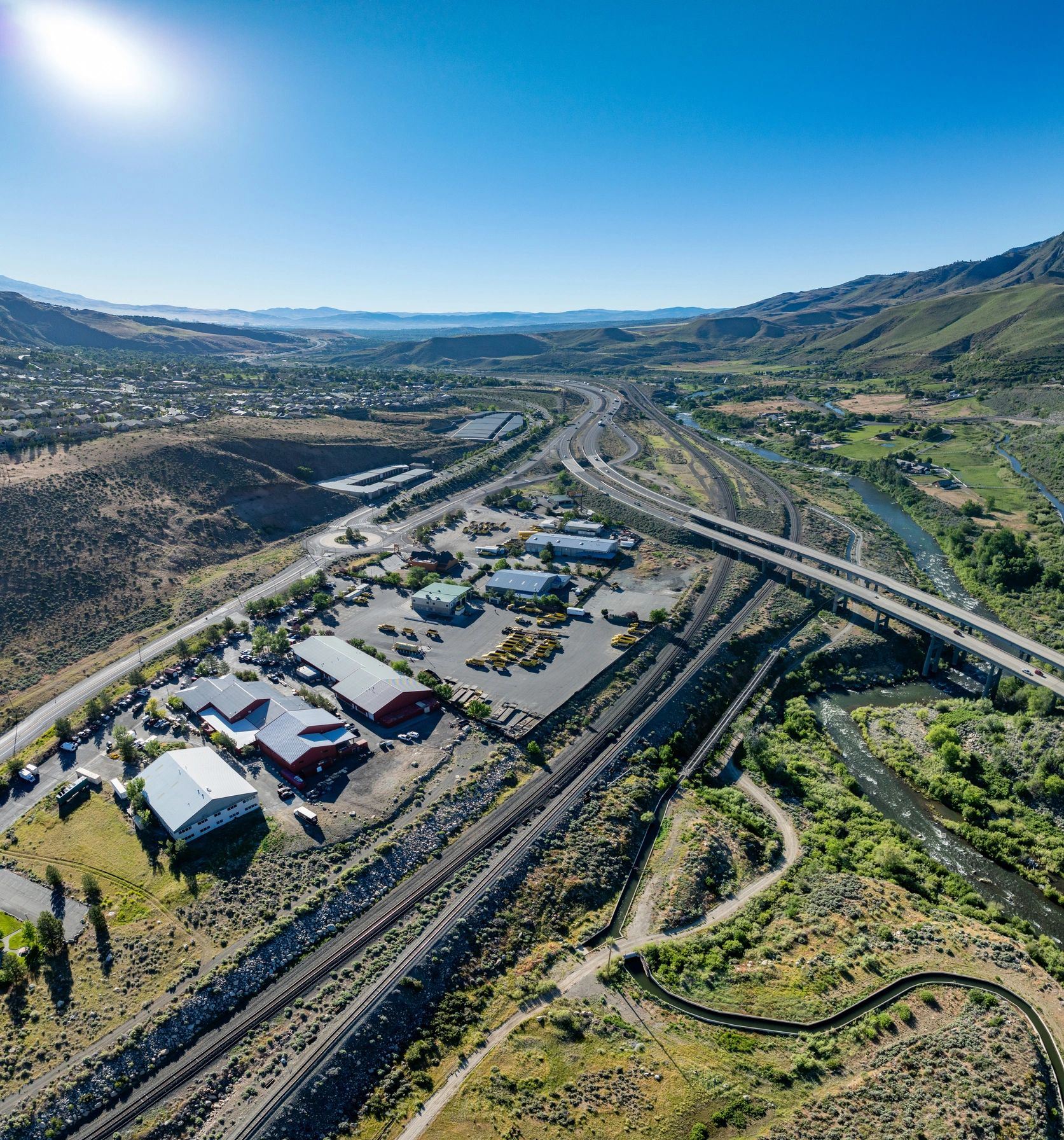 Aerial view of a vehicle storage facility